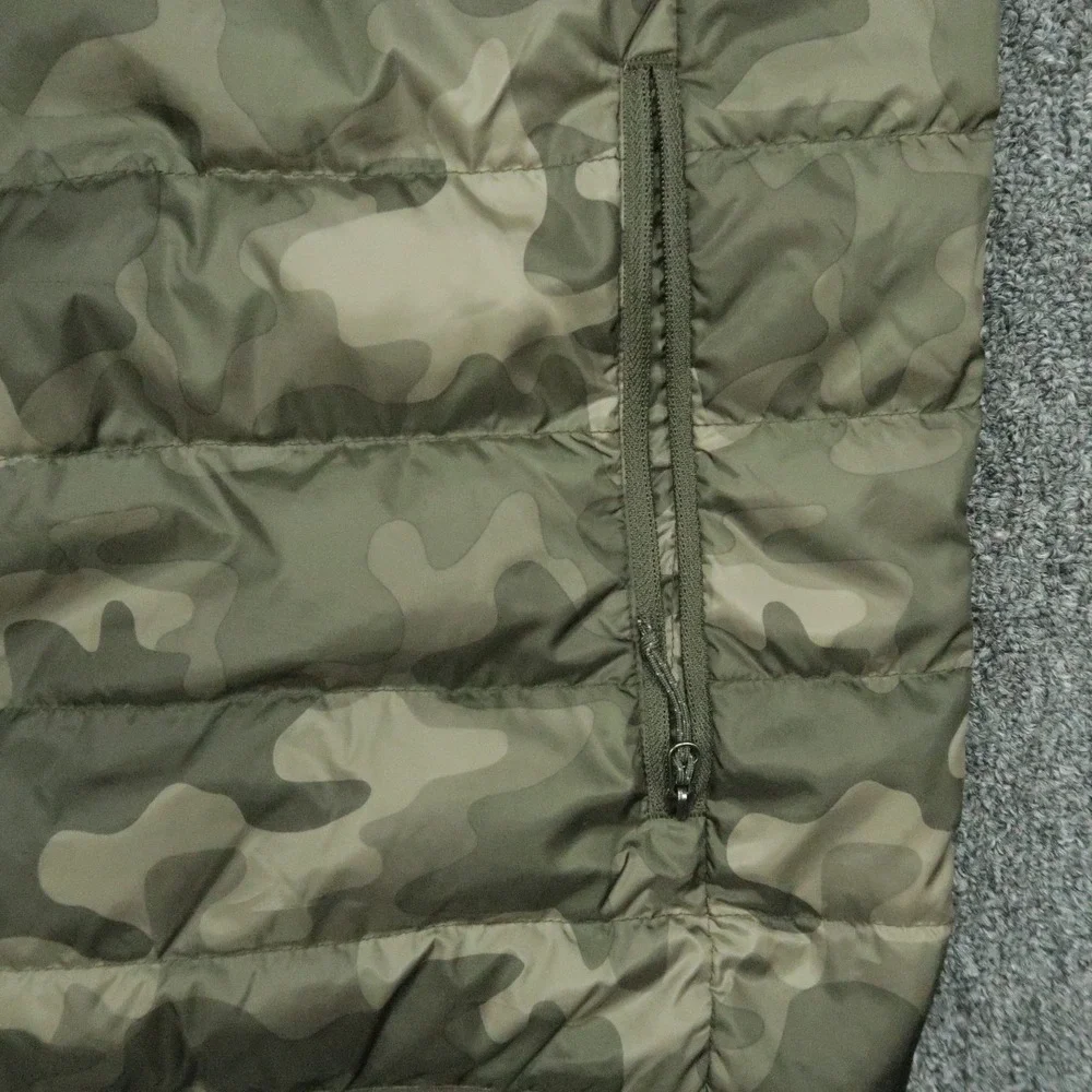 Eddie‎ Bauer Vest Mens Large Tall Green Camo Down Insulated Full Zip Pockets